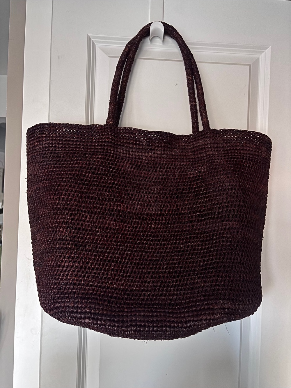 Large Chocolate Color raffia bag Tote